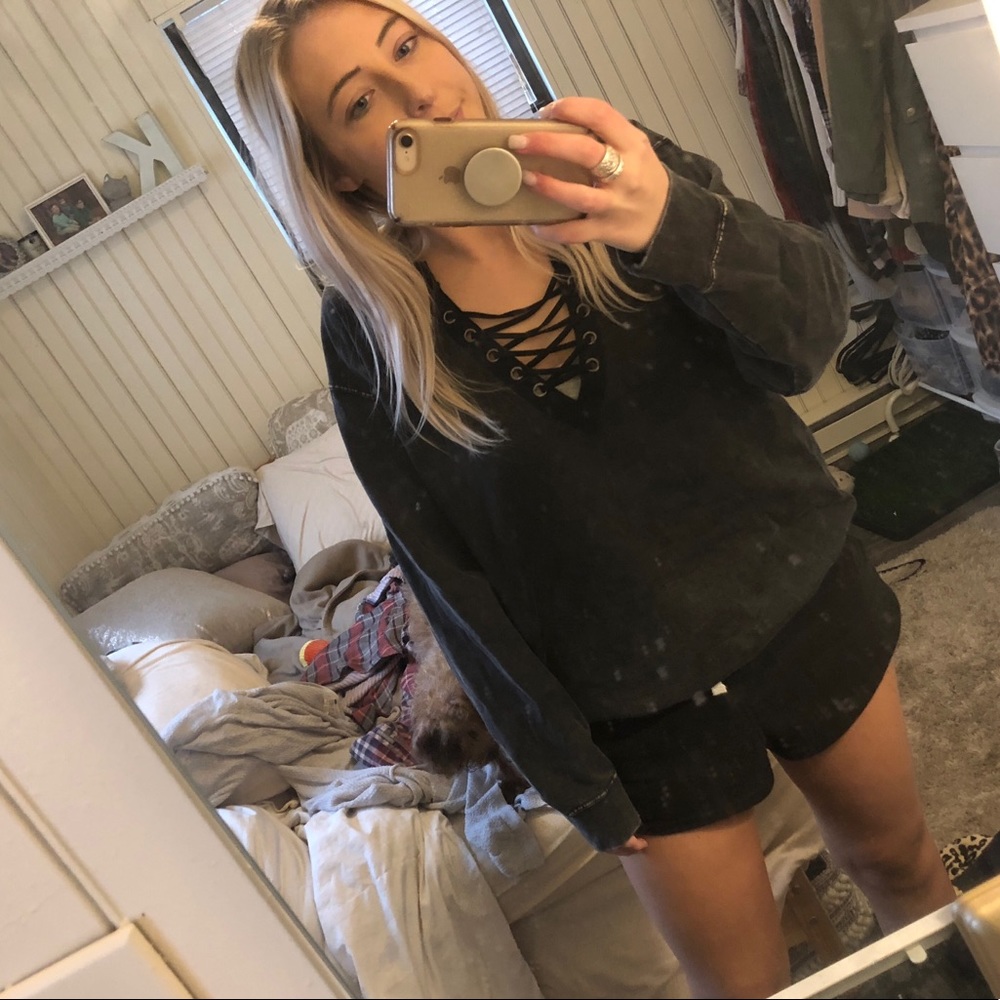Lace up sweater